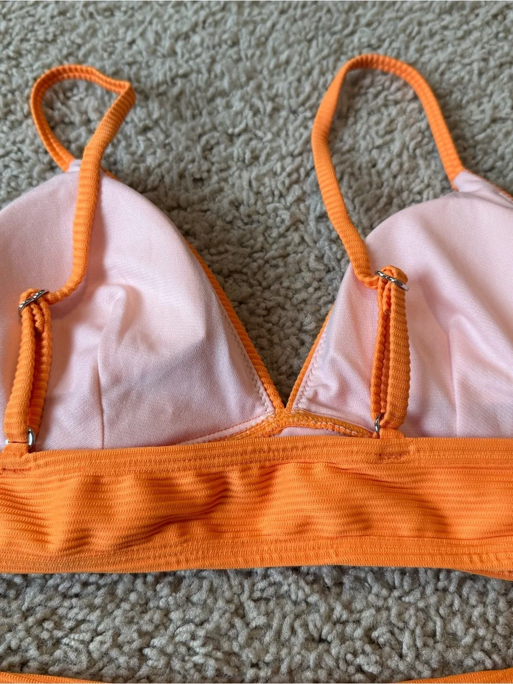 Cupshe Vibrant Orange Ribbed Bikini 2 piece set Size Medium Vacay Vibes